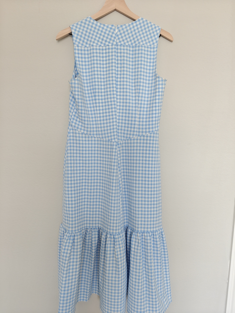 Calvin Klein Light Blue Gingham V-Neck Midi Dress Sz 8 - Picture 9 of 9